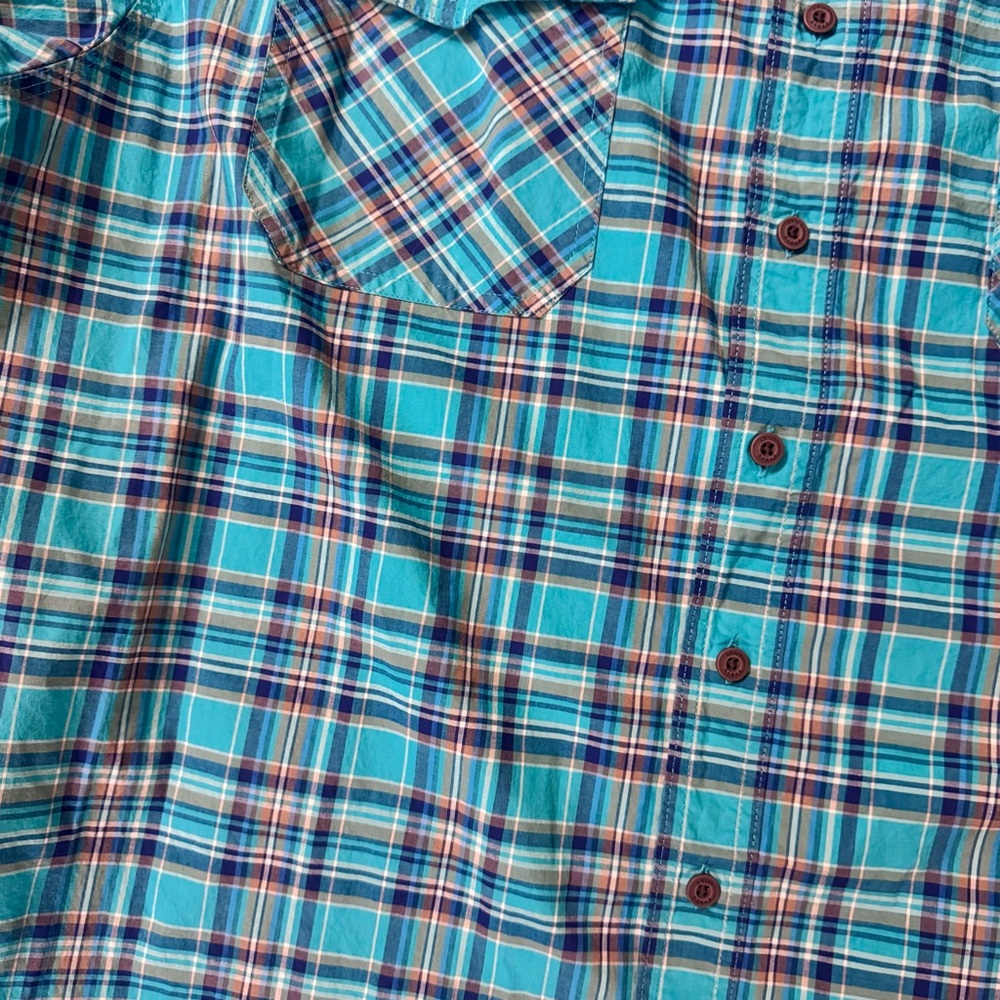 Ariat Rebar Made Tough Men's Blue Plaid Short Sleeve Tall Button Up Dress Shirt - Picture 5 of 8